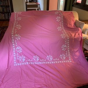Pottery Barn pink embroidered duvet cover Queen